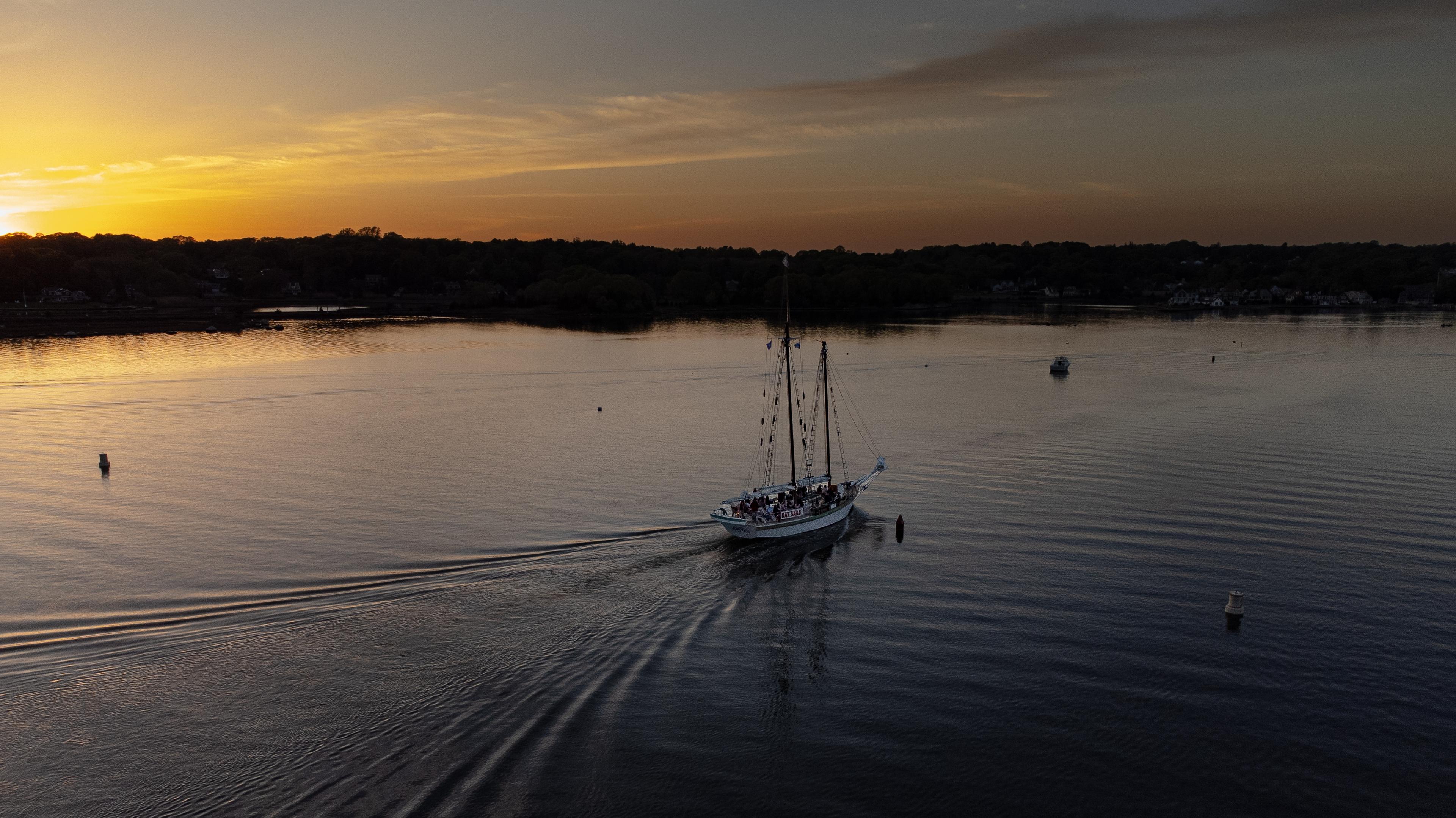 The schooner Argia heading out for an evening sail.
