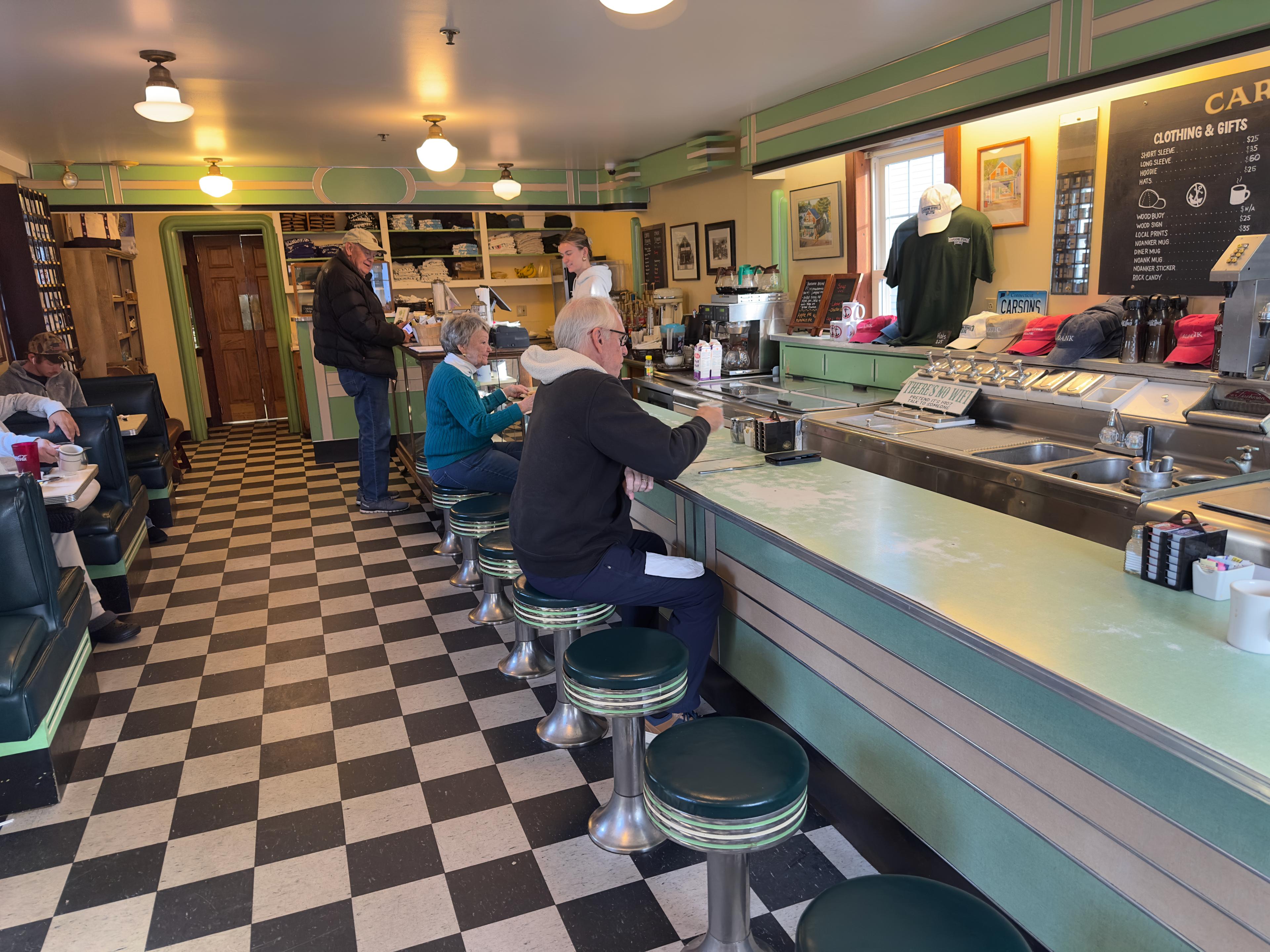 The counter at Carson's Store, Noank.