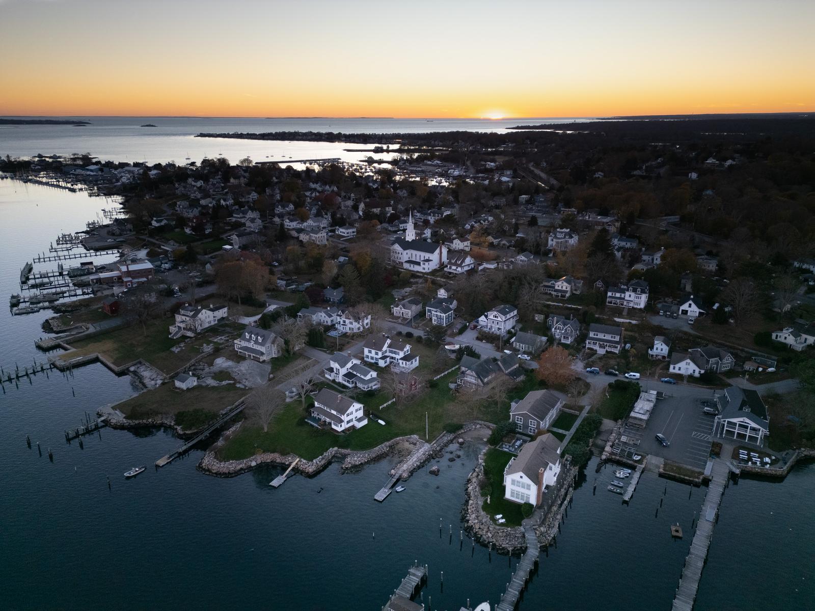Mason's Island, the Mystic River, and the Stonington shoreline