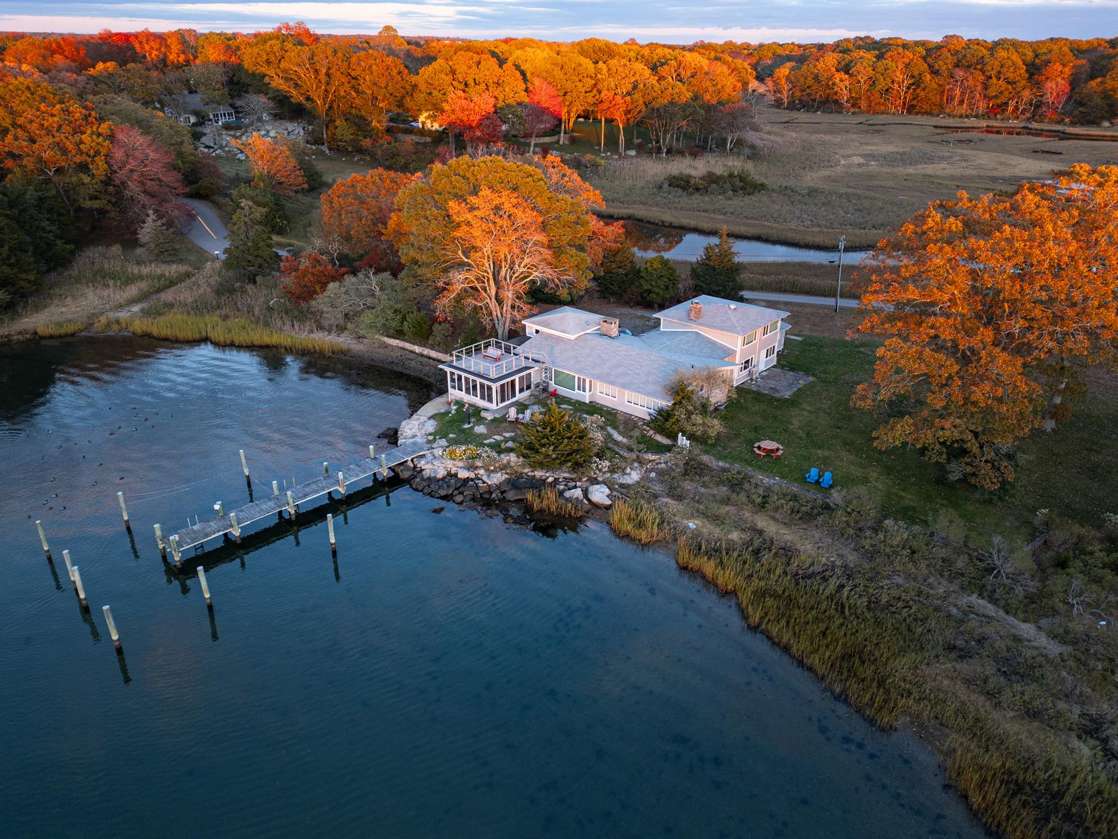 The house and grounds at 26 Schoolhouse, seen from the air