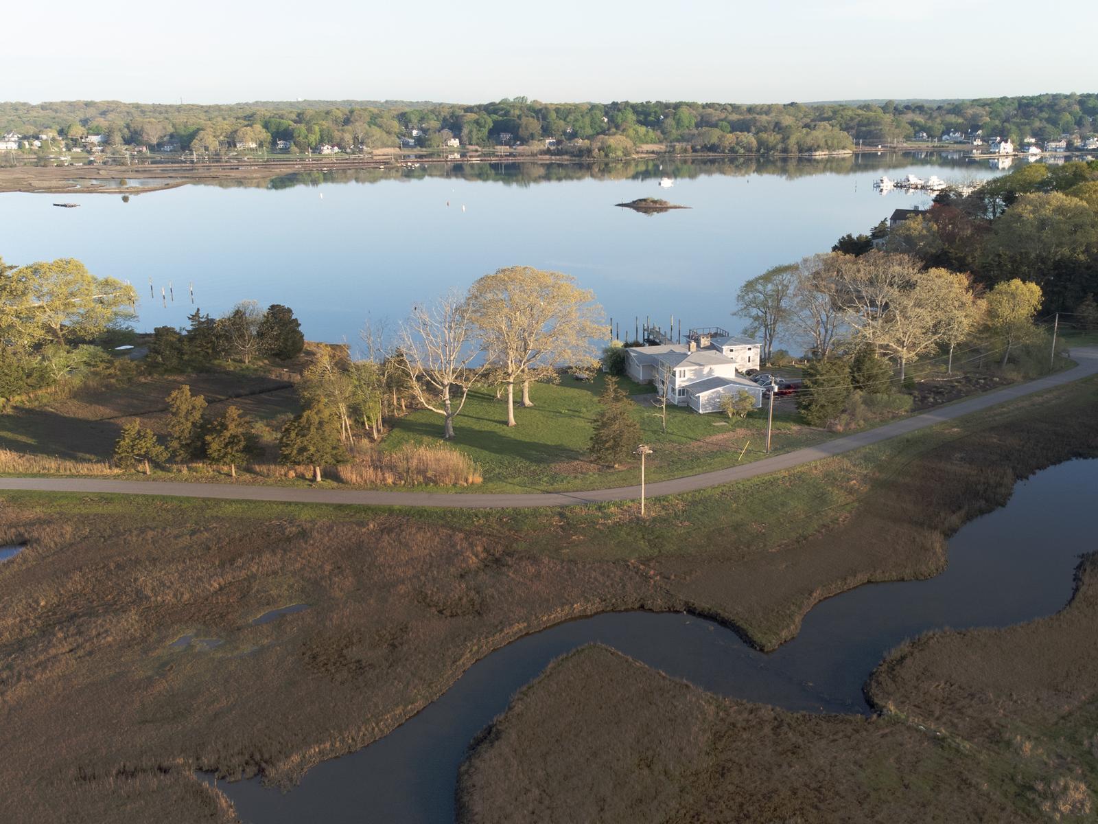 The house and grounds at 26 Schoolhouse, seen from the air