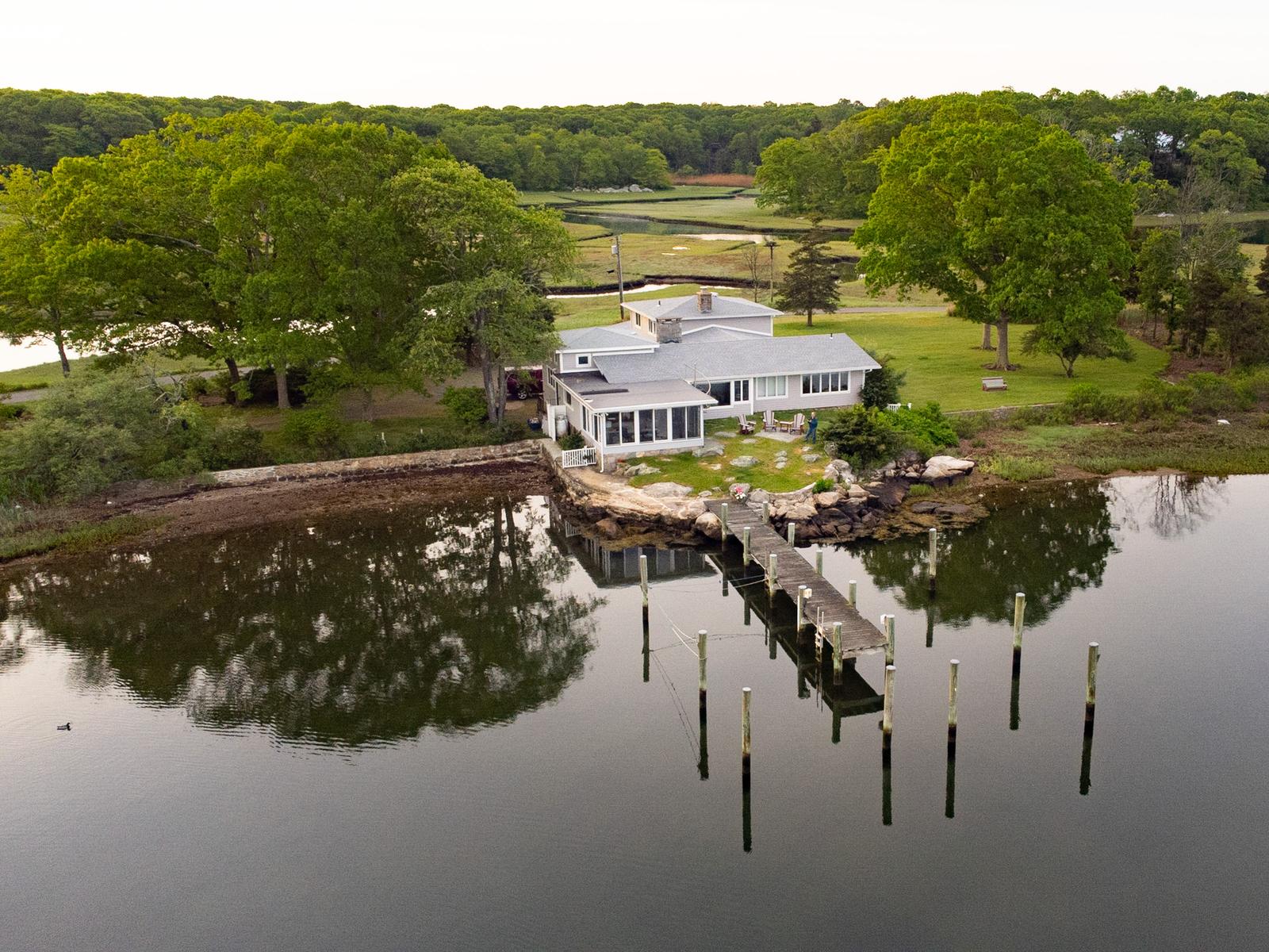 The house and grounds at 26 Schoolhouse, seen from the air