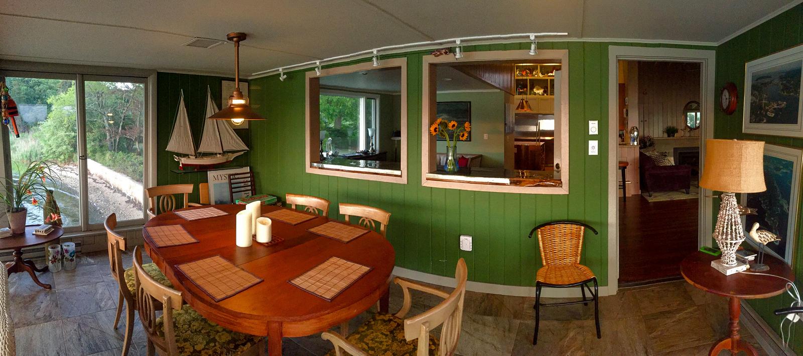 Morning light through the sunroom windows.