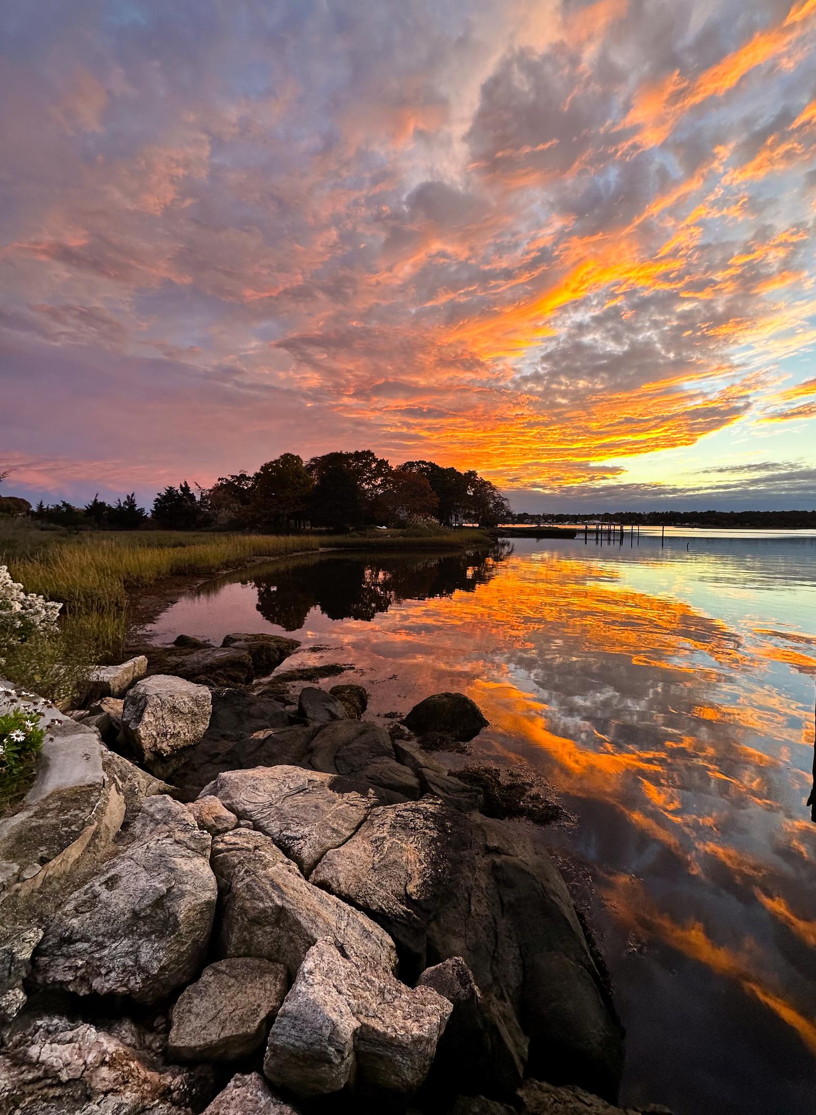 Sunset over the Mystic River from 26 Schoolhouse