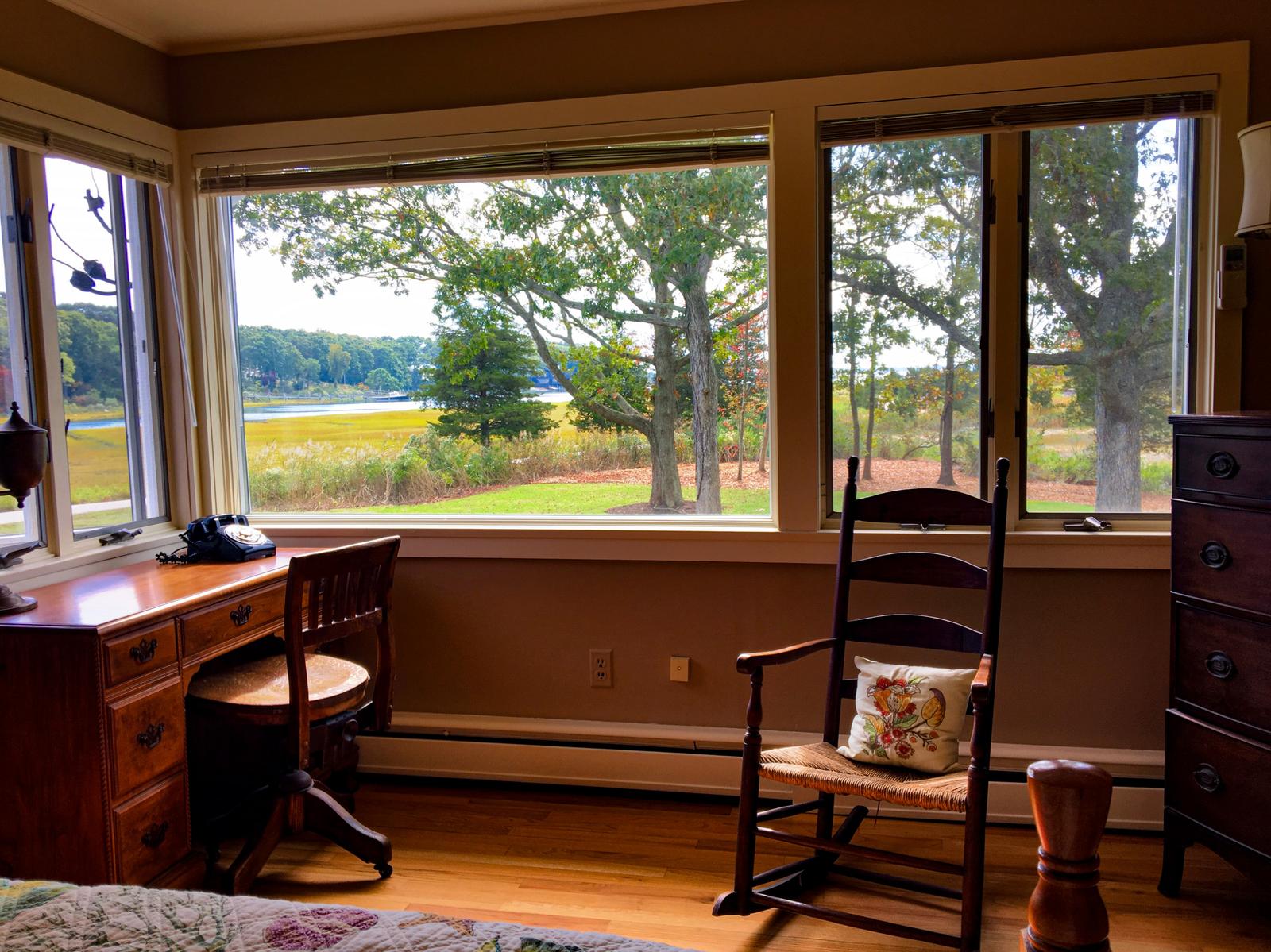 Corner windows over the estuary.