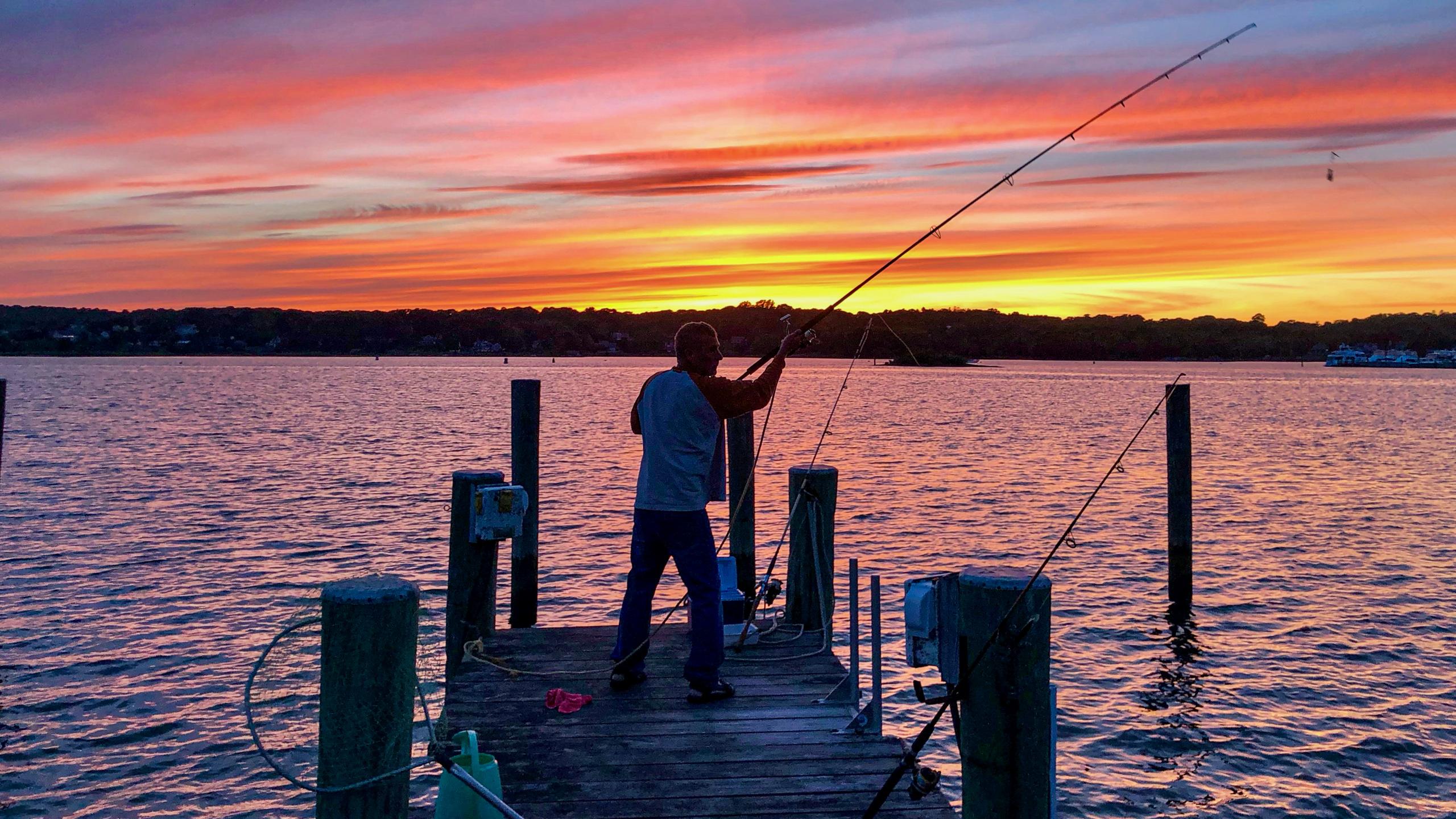 Casting off the dock at sunset.