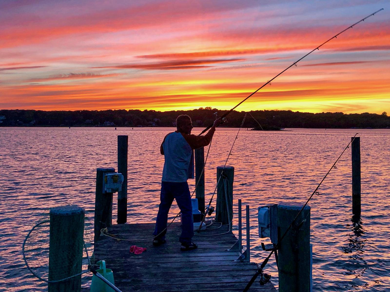 Fishing off the dock at 26 Schoolhouse