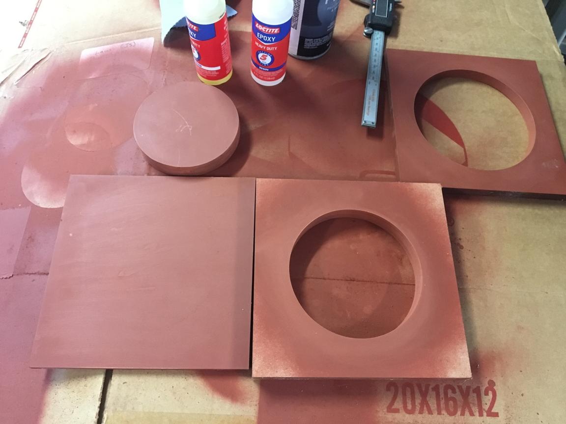 Particle Board cut with CO2 laser to make parts for the mold