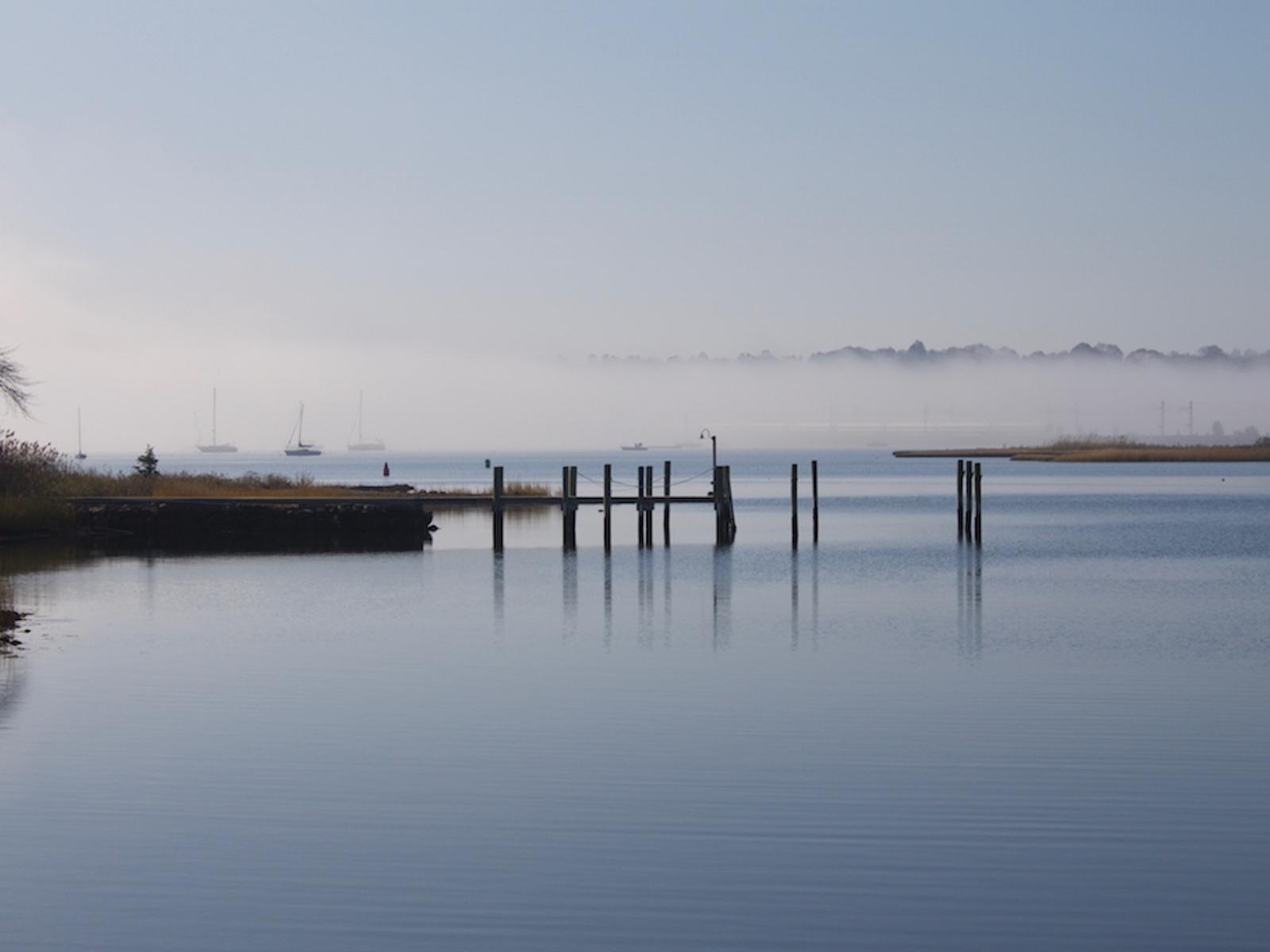 A foggy morning on the Mystic River