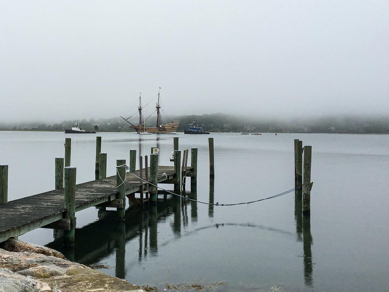 A foggy morning on the Mystic River